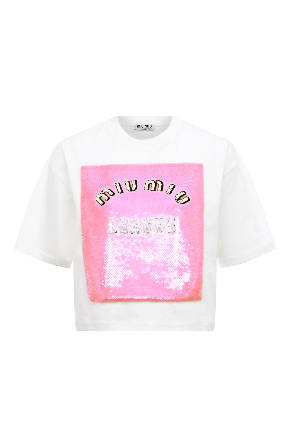 Хлопковая футболка MIU MIU, арт. MJN336-1ZSB-F0D3X, фото 1