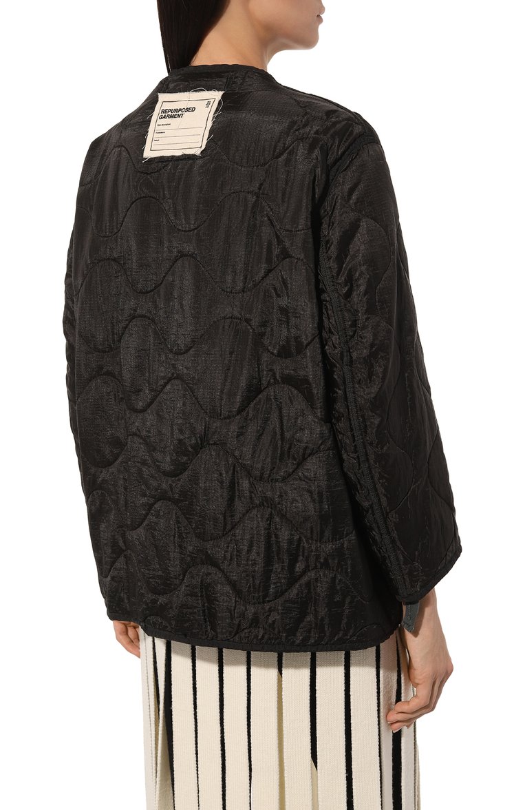 Женская утепленная куртка R13 черного цвета, арт. R13WR233-REF | Фото 4 (Кросс-КТ: Куртка, Утепленный; Рукава: Длинные; Материал внешний: Синтетический материал; Стили: Гранж, Кэжуэл; Материал сплава: Проставлено; Материал подклада: Синтетический материал; Драгоценные камни: Проставлено; Длина (верхняя одежда): Короткие)