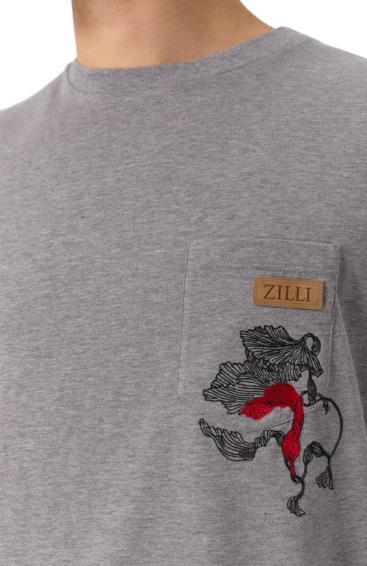 Футболка из хлопка и шелка Zilli TSR02LM0107VFWE00 Серый  TSR02LM0107VFWE00 Фото 5