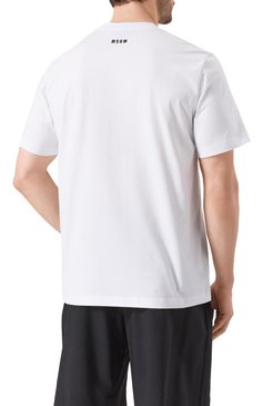 Мужская хлопковая футболка MSGM белого цвета, арт. 3840MM136/257002 | Фото 4 (Длина (для топов): Стандартные; Материал сплава: Проставлено; Рукава: Короткие; Драгоценные камни: Проставлено; Принт: С принтом; Стили: Кэ�жуэл; Материал внешний: Хлопок; Мужское Кросс-КТ: Футболка-одежда; Кросс-КТ: Джерси)