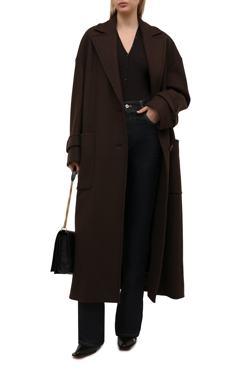 Шерстяное пальто THE ATTICO темно-коричневого цвета по цене 227000 руб., арт. 214WCC21/W025, фото 2 Шерстяное пальто THE ATTICO, арт. 214WCC21/W025, фото 2