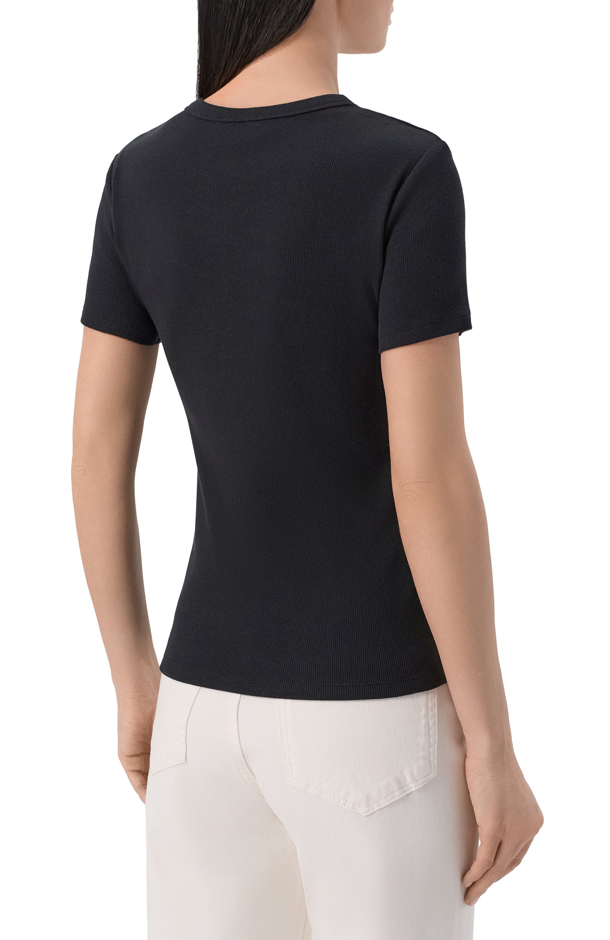 Футболка из хлопка и шелка 12 STOREEZ черного цвета по цене 5300 руб., арт. 137762, фото 4 Футболка из хлопка и шелка 12 STOREEZ, арт. 137762, фото 4