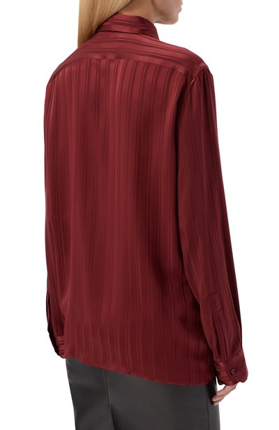 Шелковая блузка SAINT LAURENT бордового цвета по цене 338000 руб., арт. 838125/Y142U, фото 4 Шелковая блузка SAINT LAURENT, арт. 838125/Y142U, фото 4