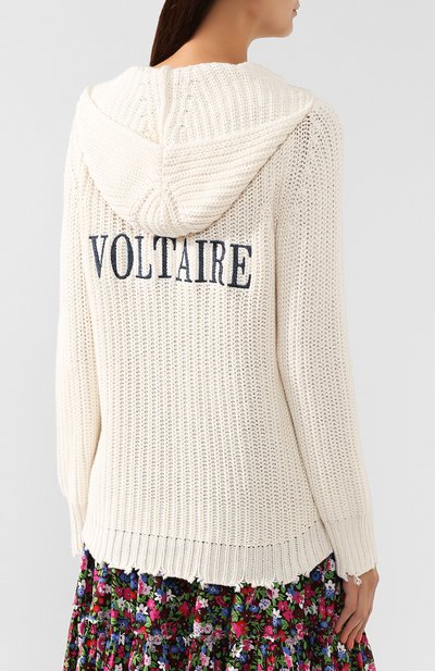 Кардиган из смеси хлопка и шерсти ZADIG AND VOLTAIRE бежевого цвета по цене 21750 руб., арт. WHMN2401F, фото 4 Кардиган из смеси хлопка и шерсти ZADIG AND VOLTAIRE, арт. WHMN2401F, фото 4