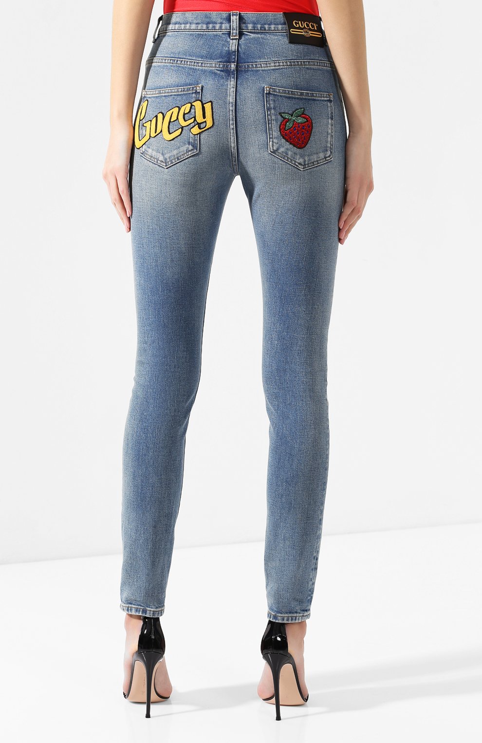 Джинсы с потертостями GUCCI синего цвета по цене 128160 руб., арт. 502797/XDAHY, фото 4 Джинсы с потертостями GUCCI, арт. 502797/XDAHY, фото 4