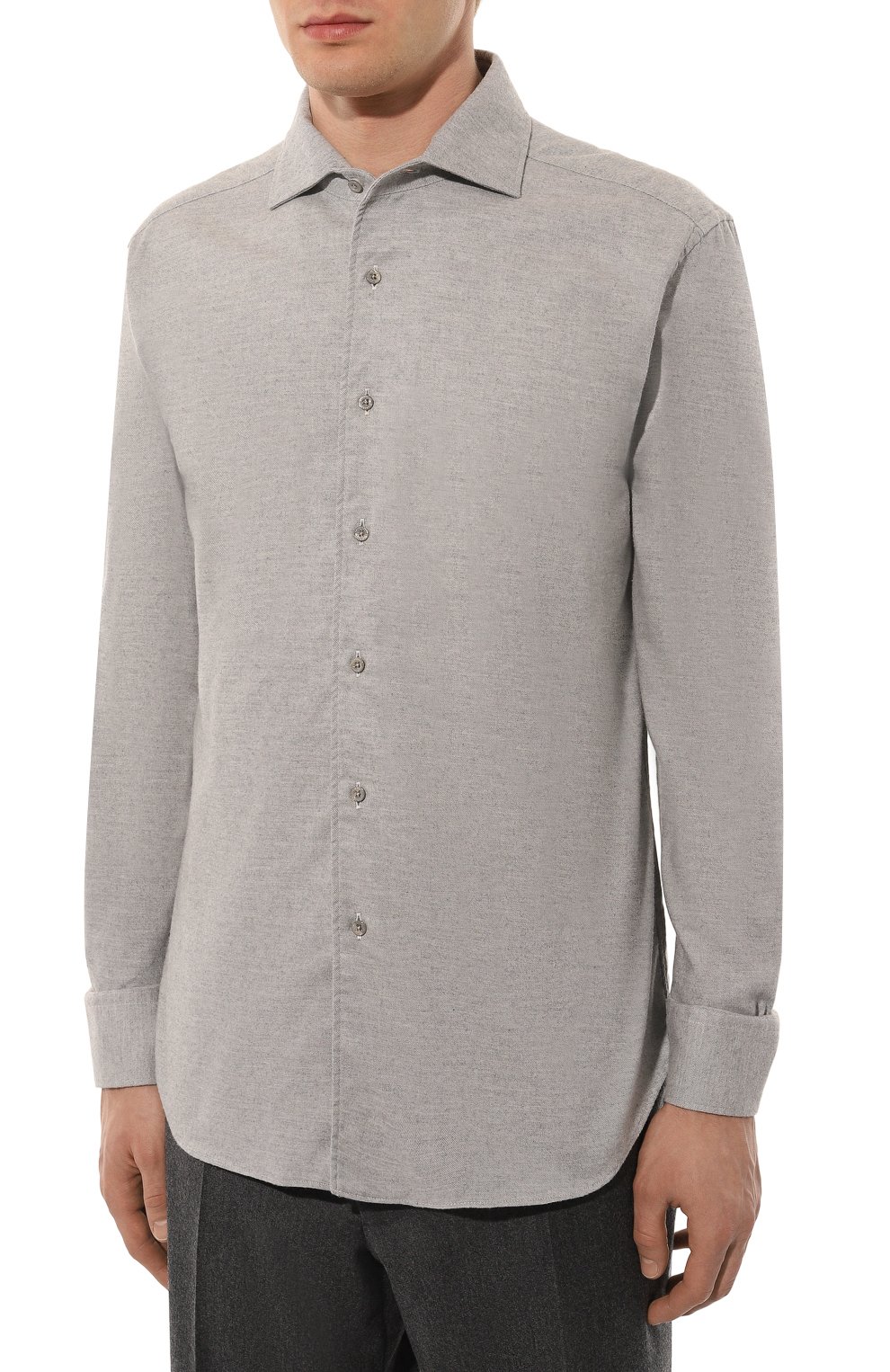 Хлопковая рубашка CORNELIANI светло-серого цвета по цене 37150 руб., арт. 94P156-9411629, фото 3 Хлопковая рубашка CORNELIANI, арт. 94P156-9411629, фото 3