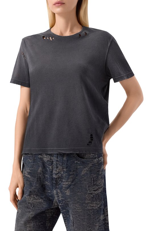 Хлопковая футболка Ann Demeulemeester B0013500/FA638 Серый  B0013500/FA638 Фото 3