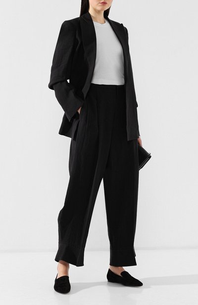 Льняные брюки YOHJI YAMAMOTO черного цвета по цене 47400 руб., арт. YZ-P45-330, фото 2 Льняные брюки YOHJI YAMAMOTO, арт. YZ-P45-330, фото 2