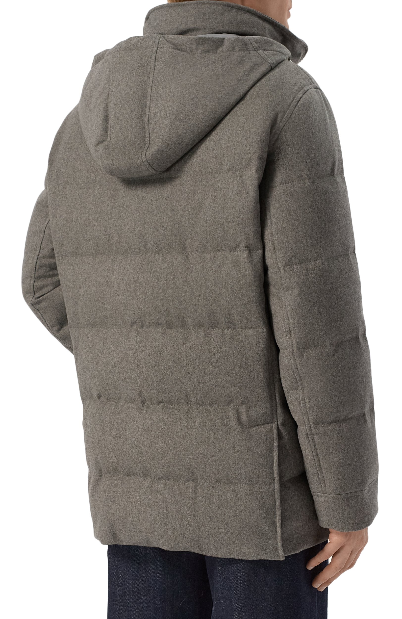 Шерстяной пуховик BRUNELLO CUCINELLI хаки цвета по цене 765500 руб., арт. MM4701823, фото 4 Шерстяной пуховик BRUNELLO CUCINELLI, арт. MM4701823, фото 4