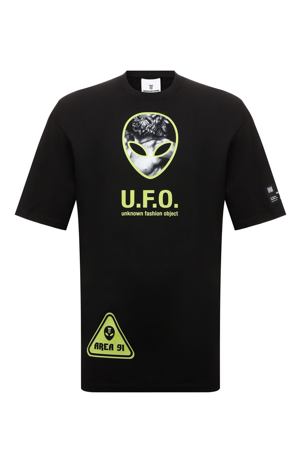 Хлопковая футболка DIEGO VENTURINO черного цвета по цене 17450 руб., арт. SS22-DV TS0 UF0, фото 1 Хлопковая футболка DIEGO VENTURINO, арт. SS22-DV TS0 UF0, фото 1