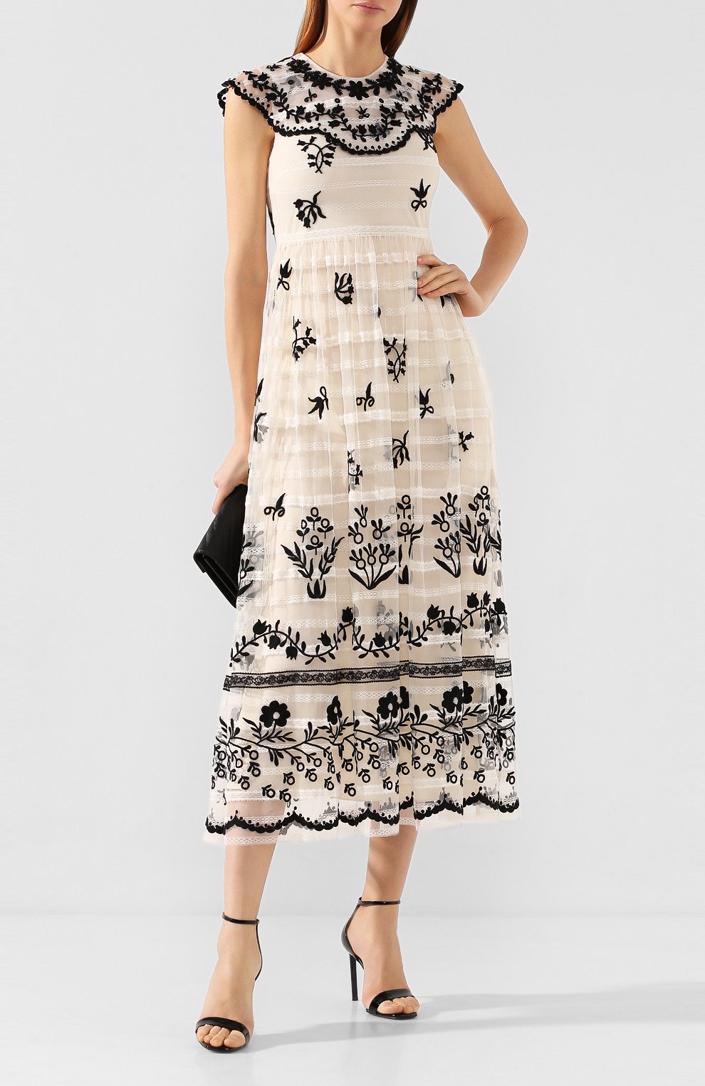Платье-миди REDVALENTINO бежевого цвета по цене 151500 руб., арт. TR3VA11D/4T6, фото 2 Платье-миди REDVALENTINO, арт. TR3VA11D/4T6, фото 2