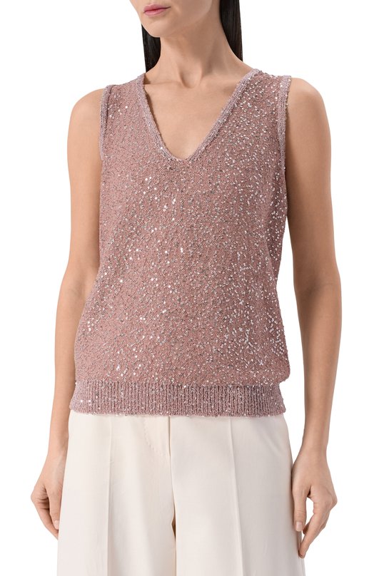 Топ с отделкой пайетками Weekend Max Mara WKDTEMP0 Розовый  WKDTEMP0 Фото 3