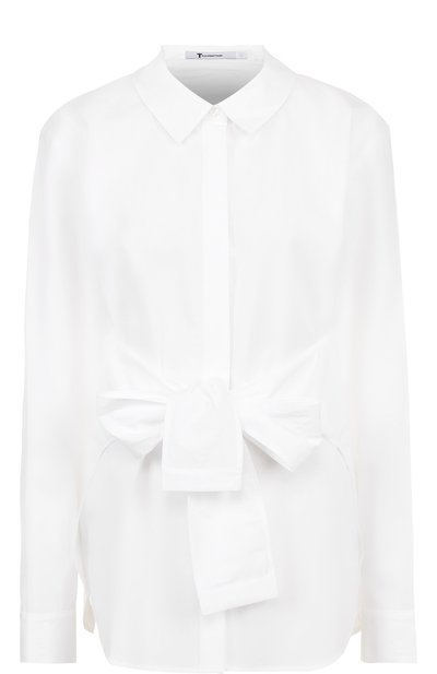 Женская приталенная хлопковая блуза с поясом ALEXANDERWANG.T, арт. 4W271007P7