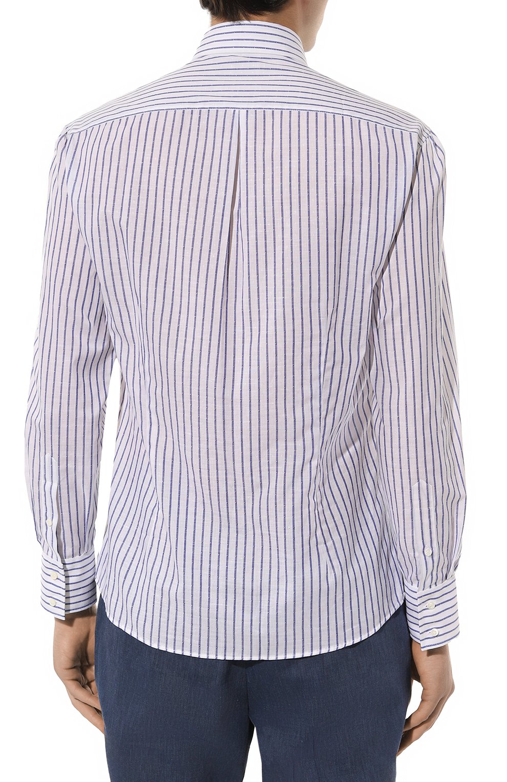 Рубашка из хлопка и льна BRUNELLO CUCINELLI, арт. MM6461716, фото 4