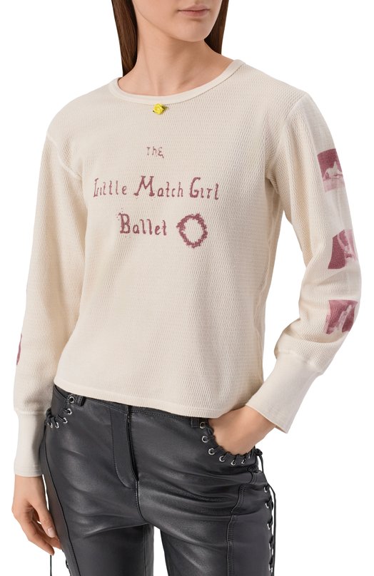 Хлопковый лонгслив Enfants Riches Deprimes 120-569/C0TT0N/ELASTANE BLEND Кремовый  120-569/C0TT0N/ELASTANE BLEND Фото 3