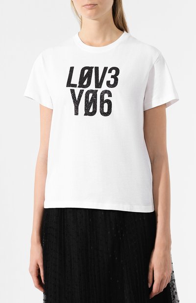 Хлопковая футболка REDVALENTINO белого цвета по цене 13200 руб., арт. SR3MG01S/4DJ, фото 3 Хлопковая футболка REDVALENTINO, арт. SR3MG01S/4DJ, фото 3
