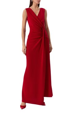 Женское платье KITON красного цвета, арт. D56327K04S7515 | Фото 3 (Длина Ж (юбки, платья, шорты): Макси; Драгоценные камни: Проставлено; Материал сплава: Проставлено; Женское Кросс-КТ: Платье-одежда; Случай: Вечерний; Стили: Гламурный; Рукава: Без рукавов; Материал внешний: Синтетический материал)