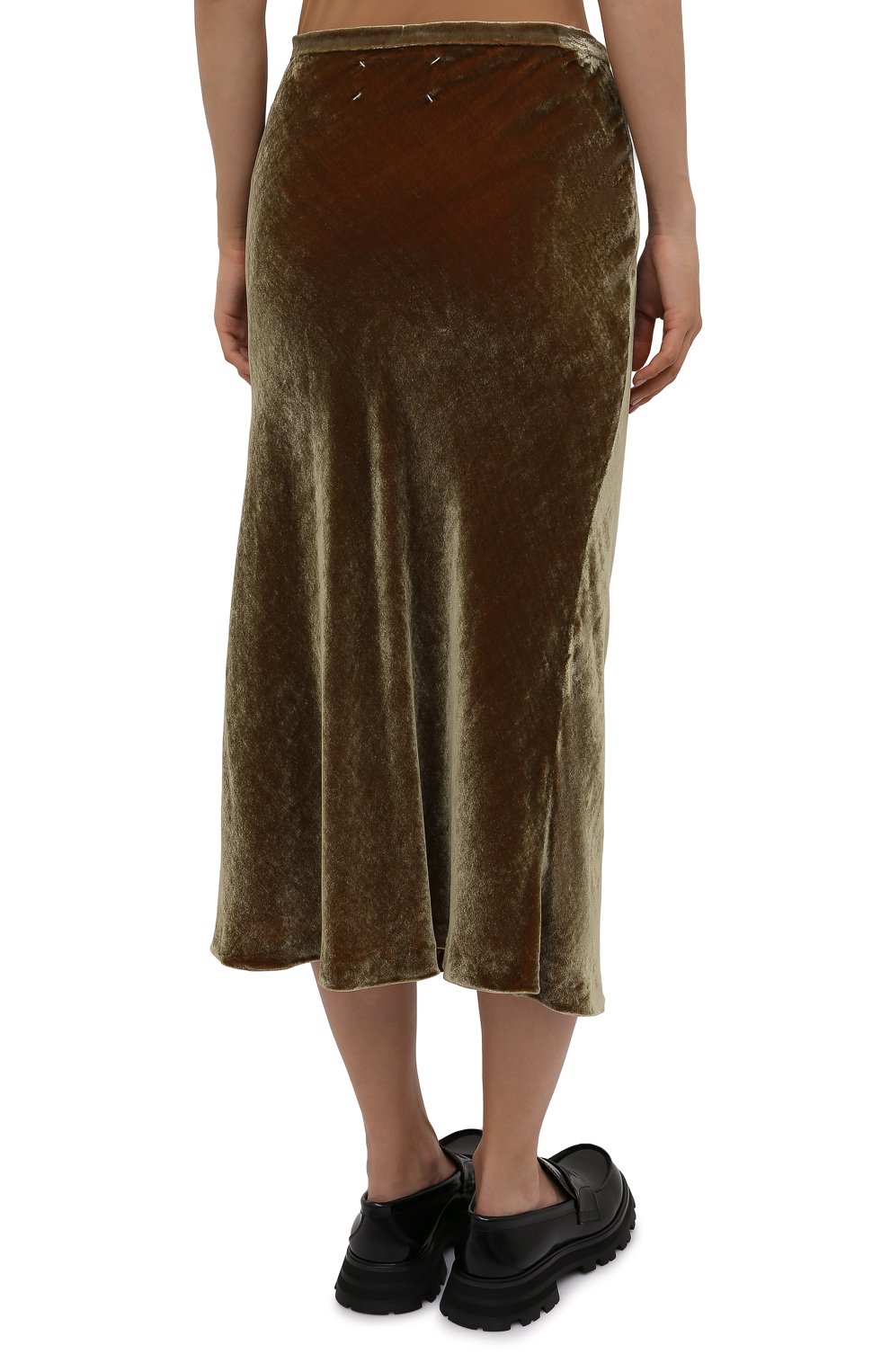 Бархатная юбка MAISON MARGIELA хаки цвета по цене 79000 руб., арт. S51MA0438/S53495, фото 4 Бархатная юбка MAISON MARGIELA, арт. S51MA0438/S53495, фото 4