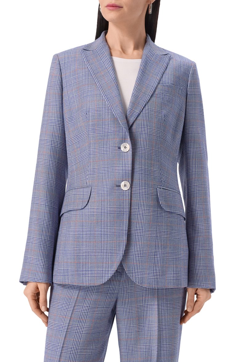 Женский шерстяной жакет KITON голубого цвета, арт. D50514K0950E01 | Фото 3 (Рукава: Длинные; Материал внешний: Шерсть; Длина (для топов): Стандартные; 1-2-бортные: Однобортные; Кросс-КТ: костюм; Женское Кросс-КТ: Жакет-одежда; Стили: Классический; Автоматизация ТО: Проставлено; Автоматизация состава: Проставлено)