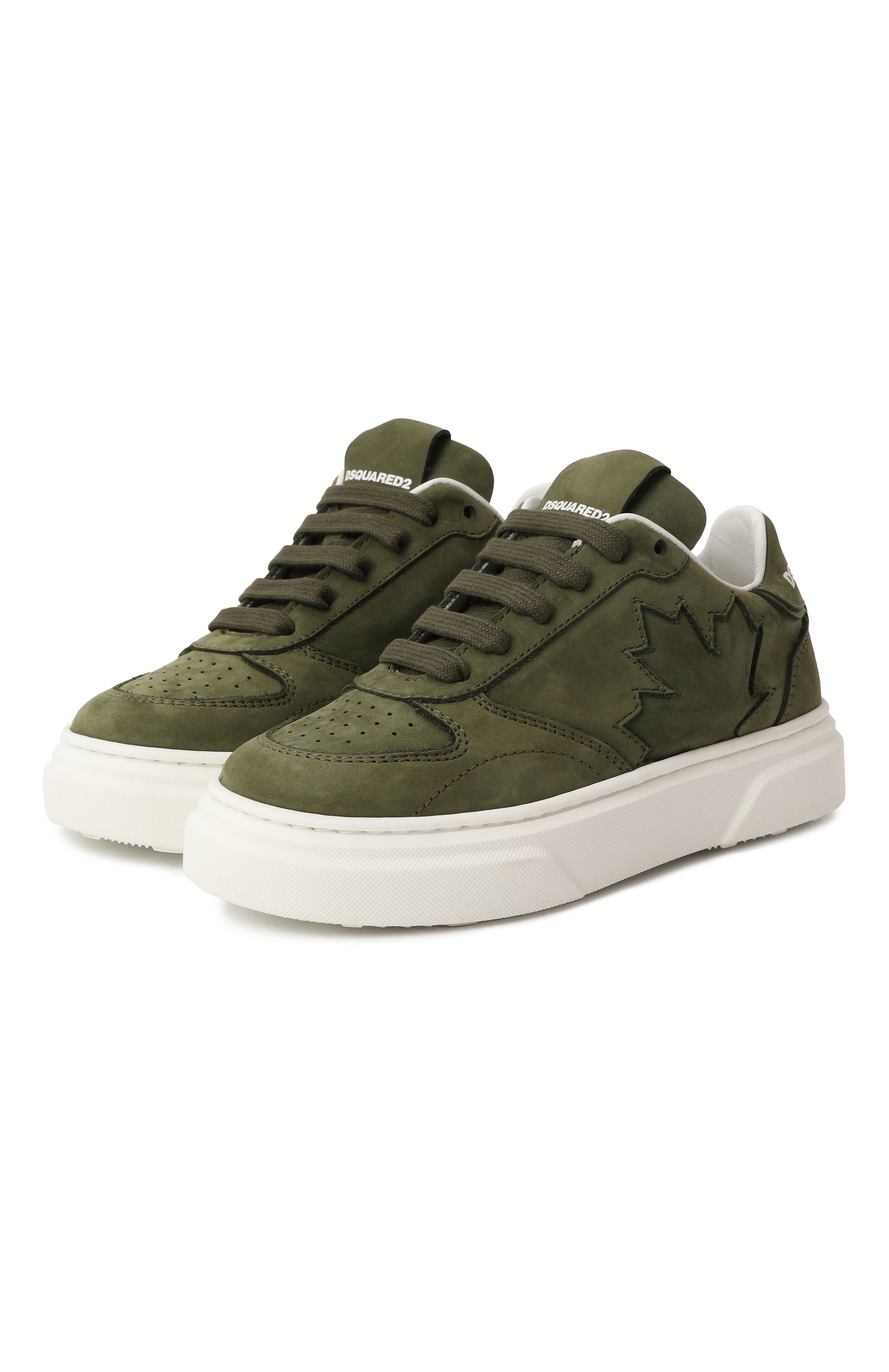 Замшевые кеды DSQUARED2 хаки цвета по цене 28850 руб., арт. 80208/VAR1/28-35, фото 1 Замшевые кеды DSQUARED2, арт. 80208/VAR1/28-35, фото 1