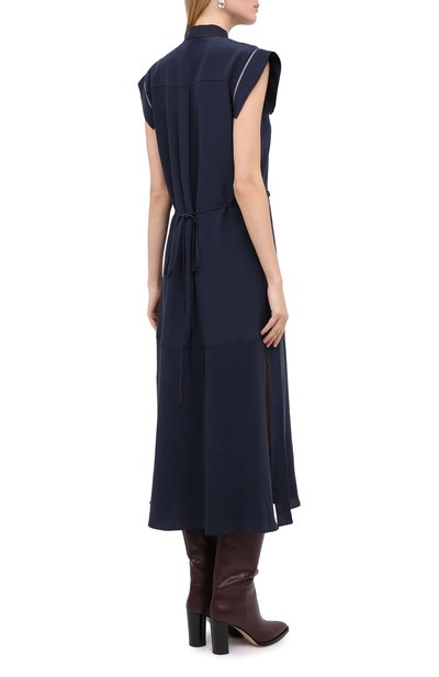 Шелковое платье CHLOÉ темно-синего цвета по цене 227500 руб., арт. CHC20AR036004, фото 4 Шелковое платье CHLOÉ, арт. CHC20AR036004, фото 4