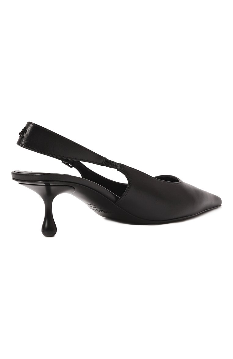 Женские кожаные туфли amel 50 JIMMY CHOO черного цвета, арт. AMEL 50 | Фото 5 (Материал внешний: Натуральная кожа; Подошва: Плоская; Драгоценные камни: Проставлено; Каблук высота: Средний; Материал сплава: Проставлено; Материал внутренний: Натуральная кожа; Женское Кросс-КТ: Слингбэки; Каблук тип: Фигурный)