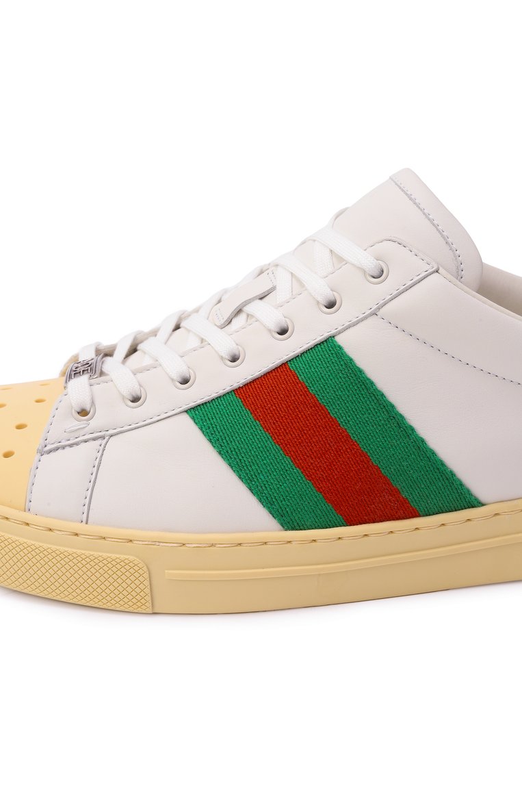 Мужские кожаные кеды ace GUCCI белого цвета, арт. 795784/AADQS | Фото 7 (Подошва: Массивная; Материал внешний: Натуральная кожа; Материал внутренний: Натуральная кожа; Кросс-КТ: Низкие; Материал утеплителя: Без утеплителя; Стили: Классический)