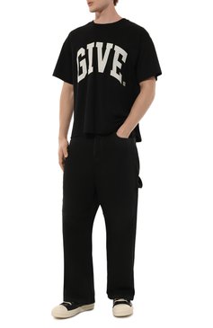 Мужские хлопковые брюки BALENCIAGA черного цвета, арт. 746491/TKP27 | Фото 2 (Длина (брюки, джинсы): Укороченные; Материал внешний: Хлопок; Драгоценные камни: Проставлено; Материал сплава: Проставлено; Случай: Повседневный; Стили: Кэжуэл)