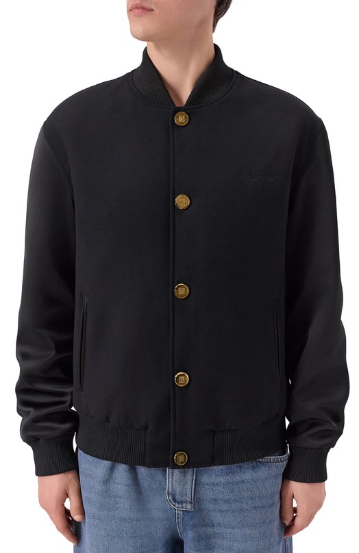 Шерстяной бомбер Balmain FH0TFA70/MI06 Чёрный  FH0TFA70/MI06 Фото 3