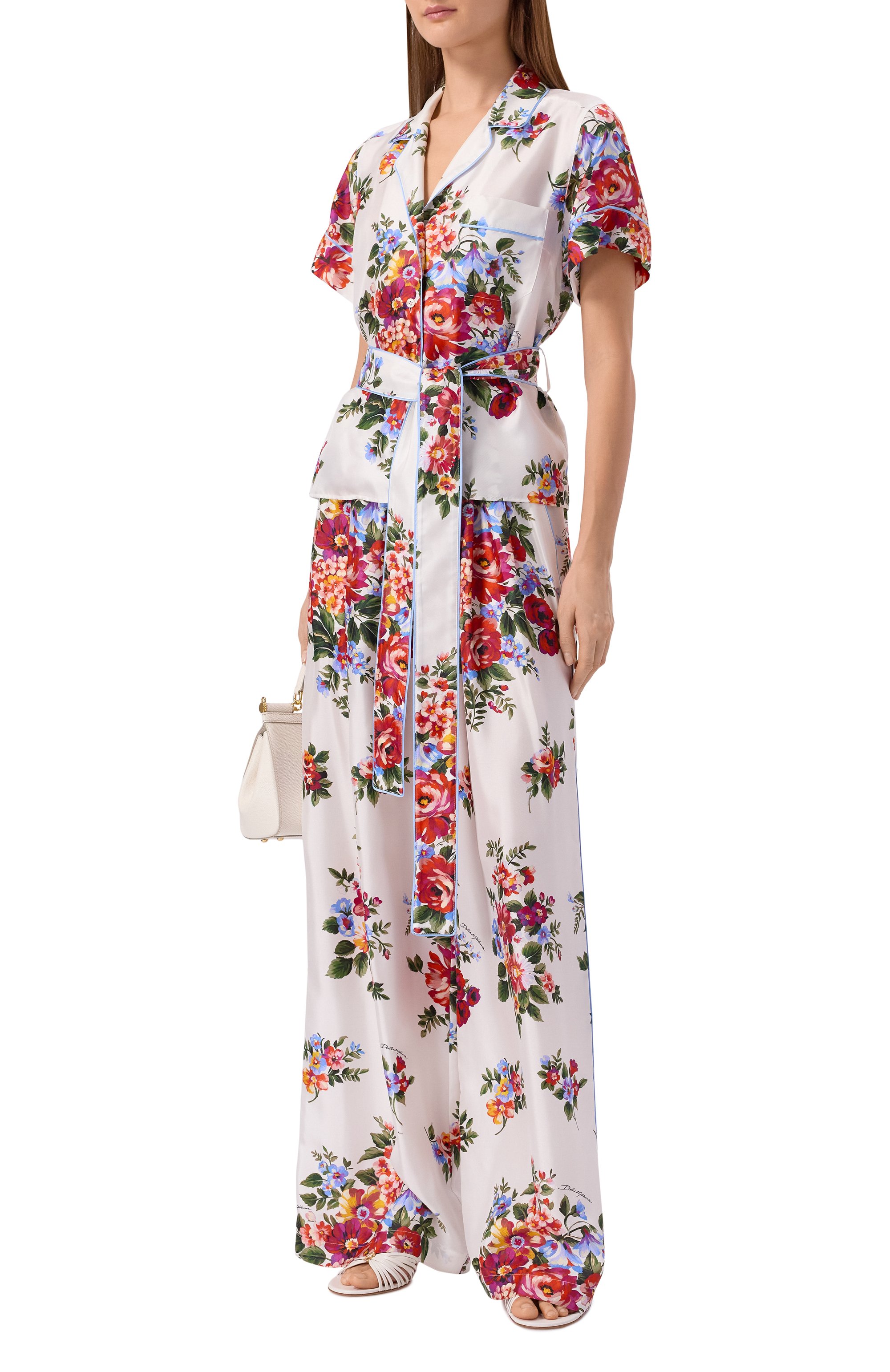 Шелковые брюки DOLCE & GABBANA белого цвета по цене 199500 руб., арт. FTDBNT/IS11I, фото 2 Шелковые брюки DOLCE & GABBANA, арт. FTDBNT/IS11I, фото 2