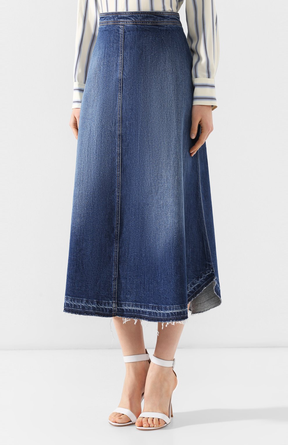 Джинсовая юбка PHILOSOPHY DI LORENZO SERAFINI синего цвета по цене 35350 руб., арт. V0105/730, фото 3 Джинсовая юбка PHILOSOPHY DI LORENZO SERAFINI, арт. V0105/730, фото 3