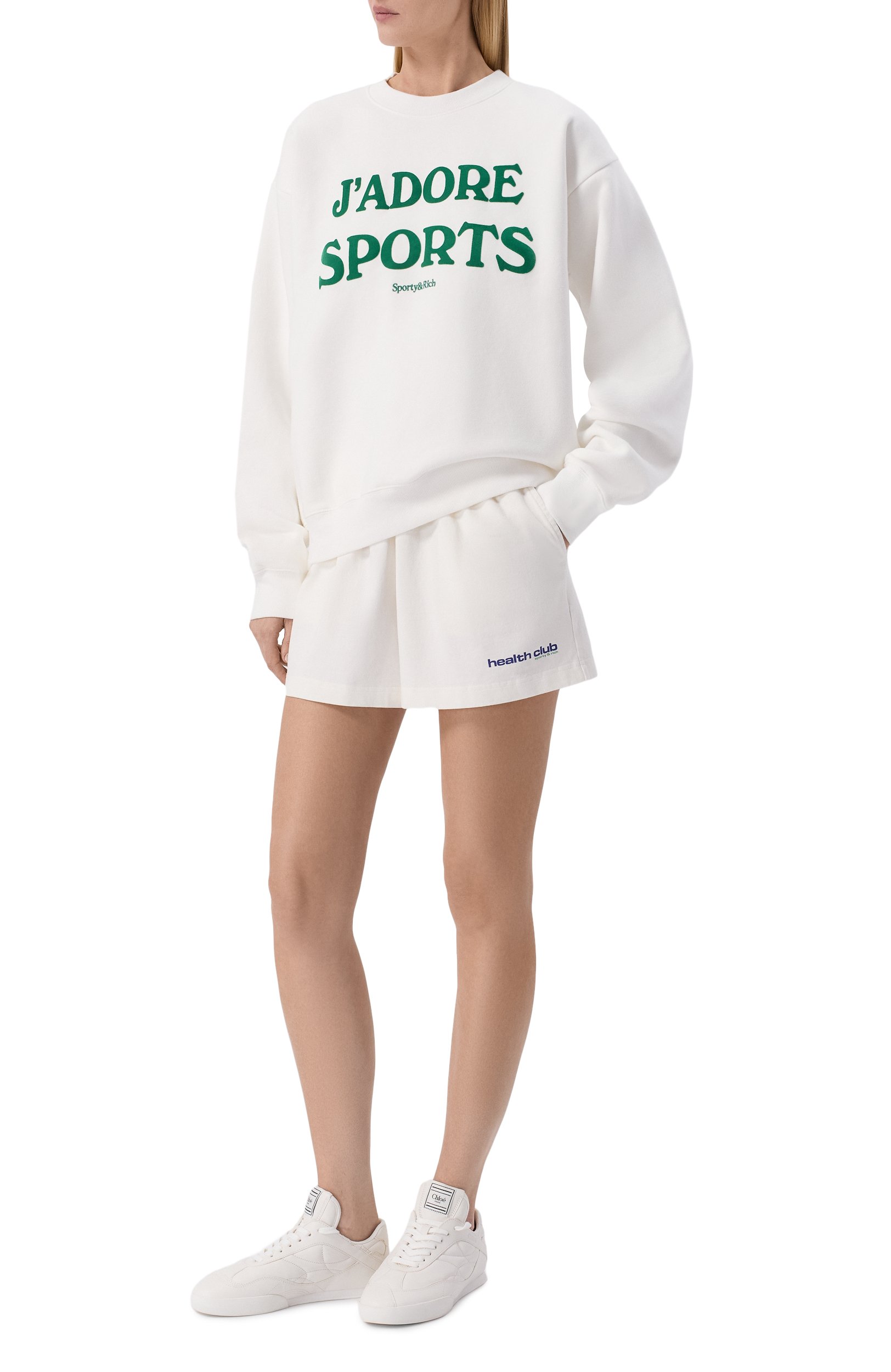 Хлопковый свитшот SPORTY AND RICH, арт. ST09873702WH01, фото 2