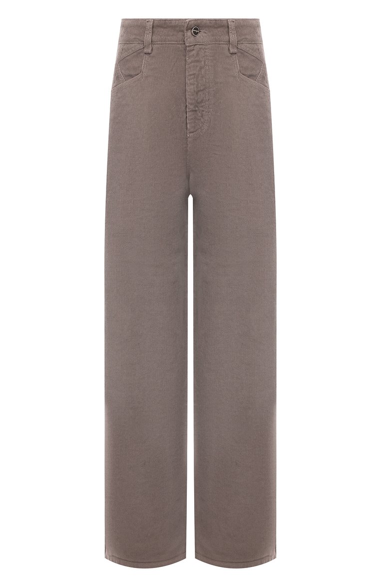 Женские вельветовые брюки KITON серого цвета, арт. DJ56109XC5054 | Фото 1 (Длина (брюки, джинсы): Стандартные; Материал внешний: Хлопок; Стили: Кэжуэл; Силуэт Ж (брюки и джинсы): Широкие; Женское Кросс-КТ: Брюки-одежда)