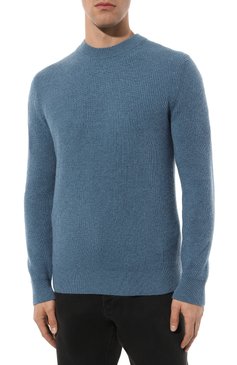 Мужской кашемировый джемпер PIACENZA CASHMERE 1733 голубого цвета, арт. 12145/050 | Фото 3 (Мужское Кросс-КТ: Джемперы; Материал внешний: Шерсть, Кашемир; Рукава: Длинные; Принт: Без принта; Длина (для топов): Стандартные; Материал сплава: Проставлено; Драгоценные камни: Проставлено; Вырез: Круглый; Стили: Кэжуэл)