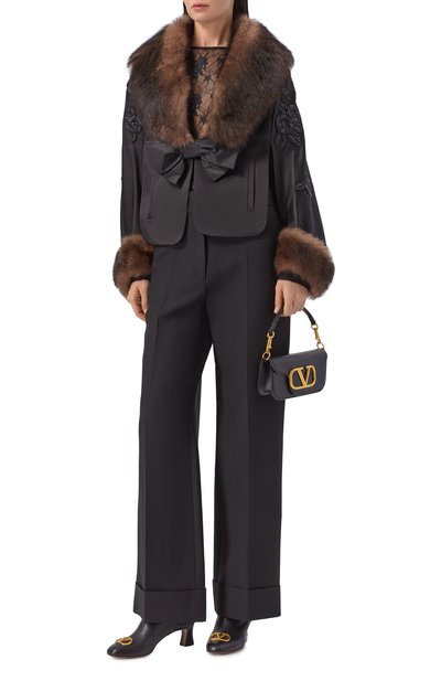 Шелковая накидка с отделкой из овчины VALENTINO, арт. 8B3CG4WA/8HE, фото 2