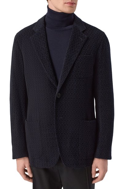 Пиджак из шерсти и вискозы GIORGIO ARMANI темно-синего цвета по цене 354000 руб., арт. GM000140/TE23904, фото 3 Пиджак из шерсти и вискозы GIORGIO ARMANI, арт. GM000140/TE23904, фото 3