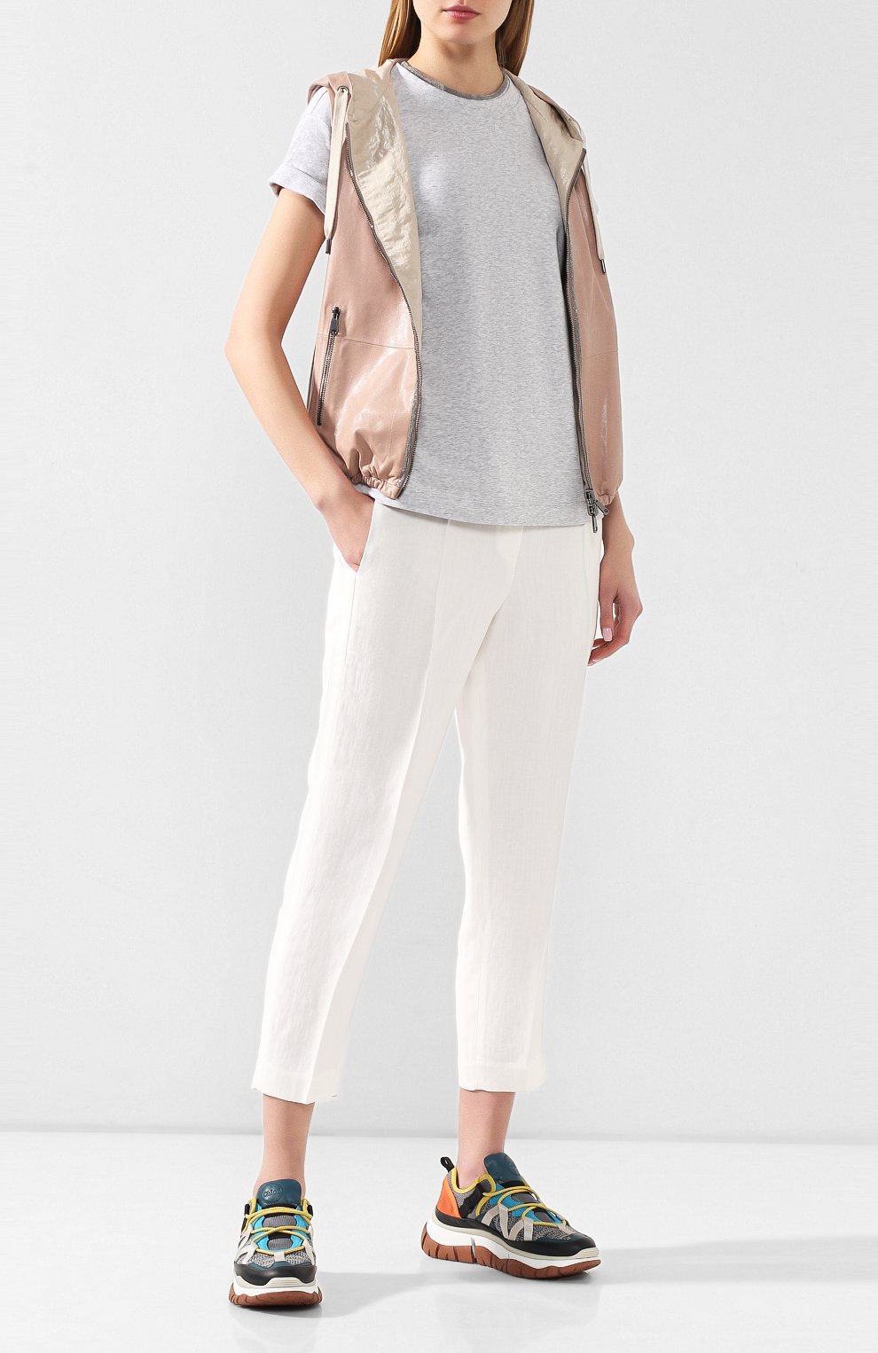 Хлопковая футболка BRUNELLO CUCINELLI светло-серого цвета по цене 49450 руб., арт. M0T18BD200, фото 2 Хлопковая футболка BRUNELLO CUCINELLI, арт. M0T18BD200, фото 2