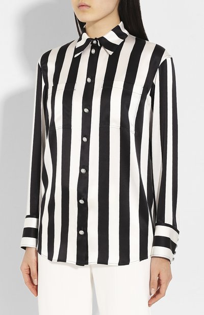 Шелковая рубашка BALMAIN черно-белого цвета по цене 142500 руб., арт. TF02654/I436, фото 3 Шелковая рубашка BALMAIN, арт. TF02654/I436, фото 3