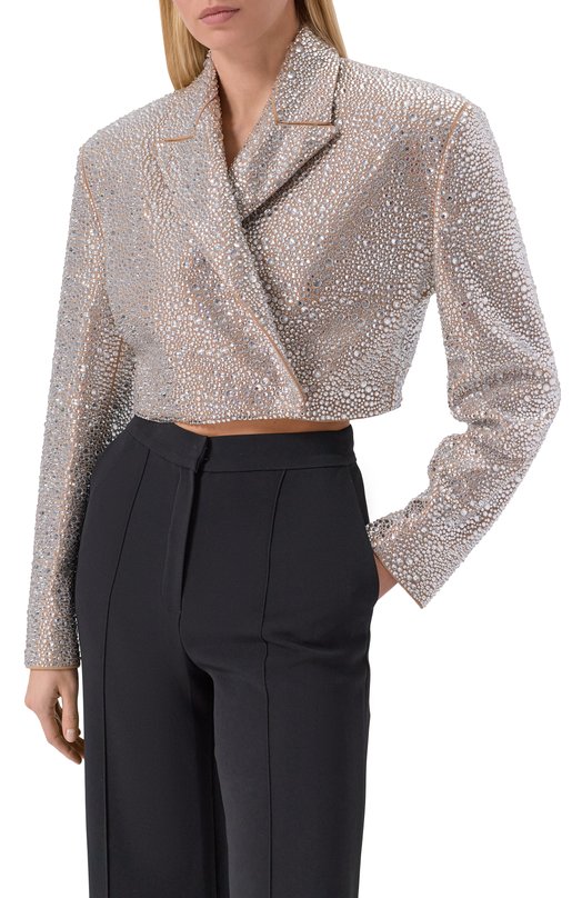 Жакет с отделкой стразами Giuseppe di Morabito 05FW2JA109FC 05432A Серебряный  05FW2JA109FC 05432A Фото 3