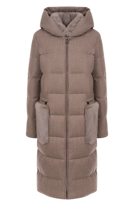 Женский пуховик с отделкой из норки MANZONI24, арт. 25M1309-ZEL0V