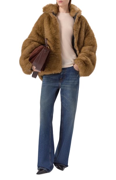 Шуба из экомеха MSGM светло-коричневого цвета по цене 99400 руб., арт. 3942MDH11/257822, фото 2 Шуба из экомеха MSGM, арт. 3942MDH11/257822, фото 2