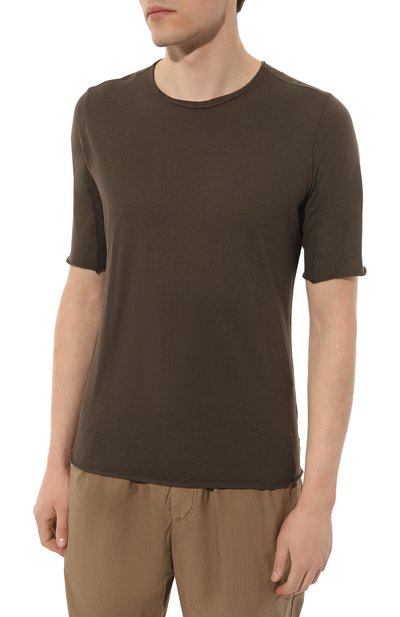 Хлопковая футболка HANNES ROETHER хаки цвета по цене 14900 руб., арт. 110892/FA36C0N.215.213, фото 3 Хлопковая футболка HANNES ROETHER, арт. 110892/FA36C0N.215.213, фото 3