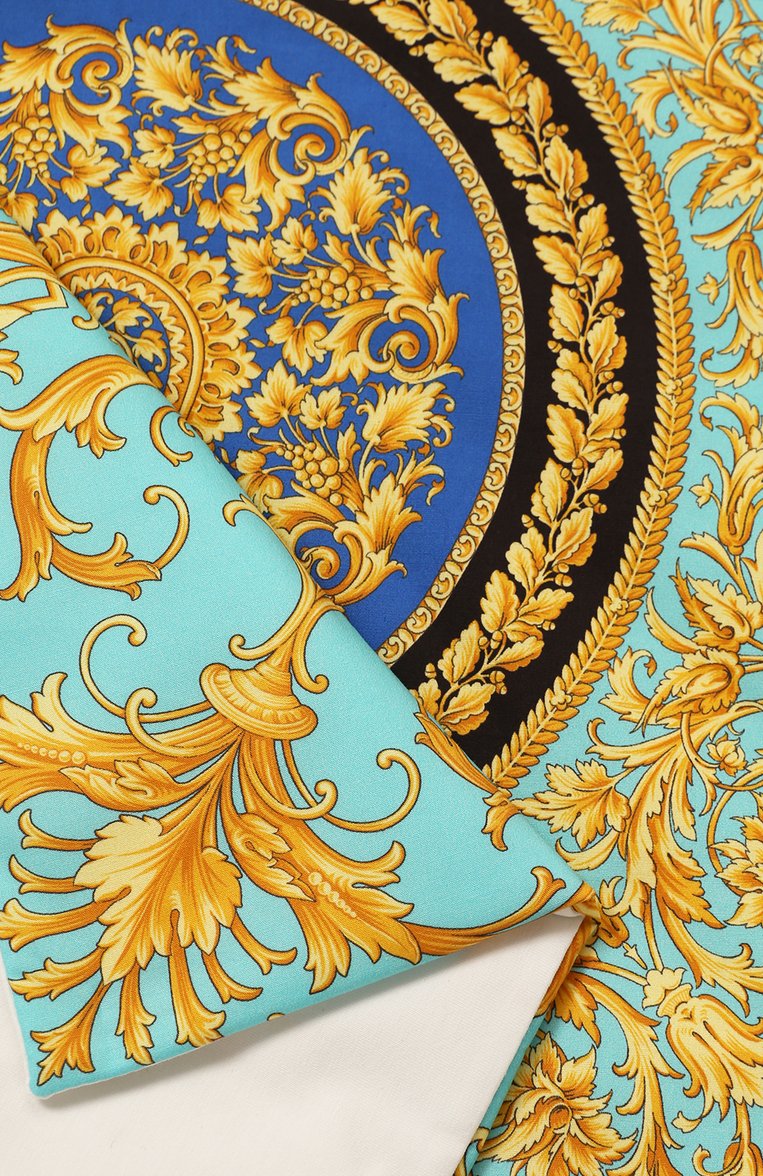 Детского хлопковое одеяло VERSACE бирюзового цвета, арт. YE000144/A233634 | Фото 2 (Материал: Текстиль, Хлопок; Нос: Не проставлено; Материал сплава: Проставлено)