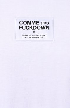 Мужская хлопковая футболка COMME DES FUCKDOWN белого цвета, арт. CFABM00115 | Фото 5 (Принт: Без п�ринта; Рукава: Короткие; Длина (для топов): Стандартные; Материал сплава: Проставлено; Материал внешний: Хлопок; Стили: Спорт-шик; Драгоценные камни: Проставлено)