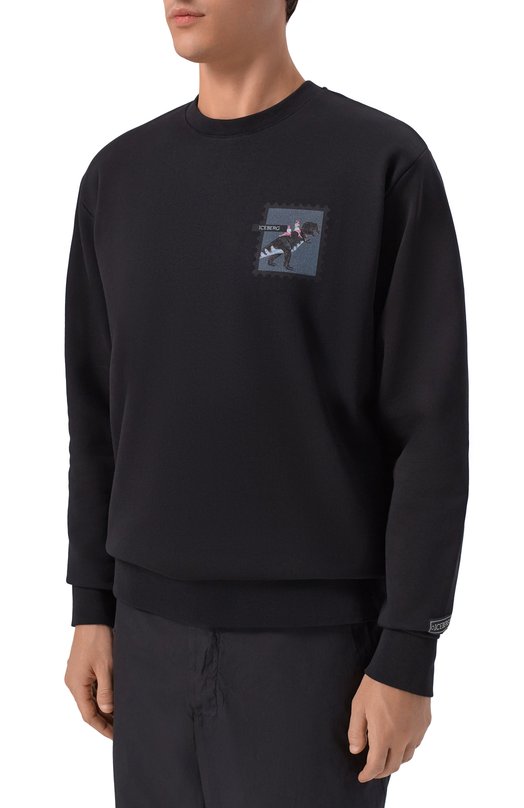 Хлопковый свитшот Iceberg E034/630A Чёрный  E034/630A Фото 3