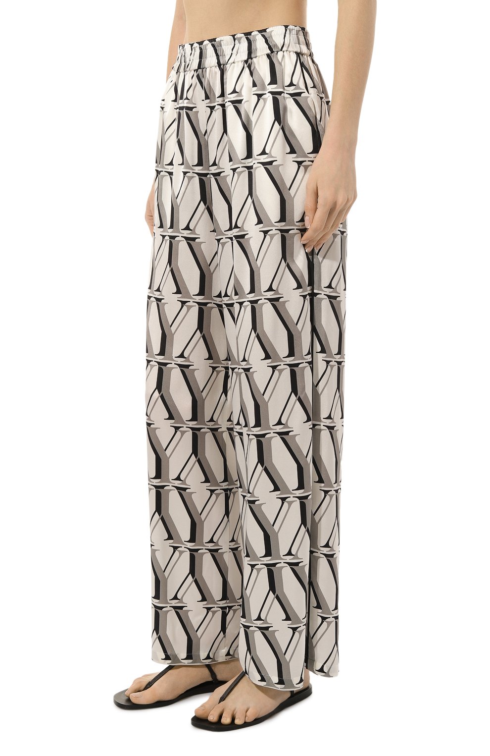 Шелковые брюки YANINA черно-белого цвета по цене 87400 руб., арт. 0-2481С, фото 3 Шелковые брюки YANINA, арт. 0-2481С, фото 3