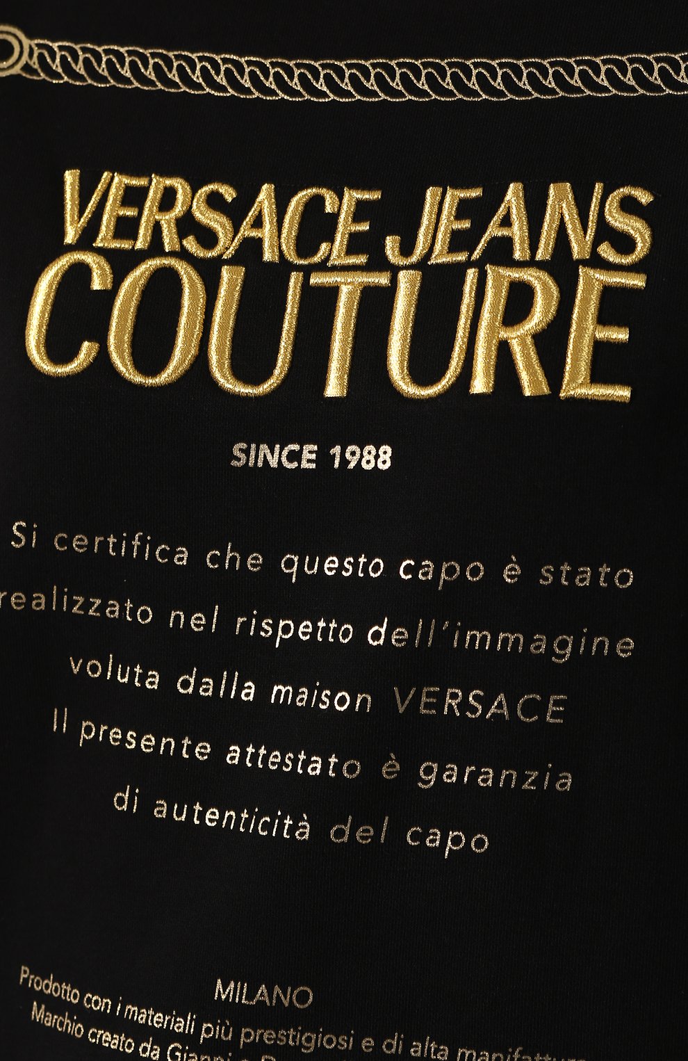 Хлопковое платье VERSACE JEANS COUTURE черного цвета по цене 19950 руб., арт. B6HUA785-UDP305 7 MIX/30216, фото 5 Хлопковое платье VERSACE JEANS COUTURE, арт. B6HUA785-UDP305 7 MIX/30216, фото 5