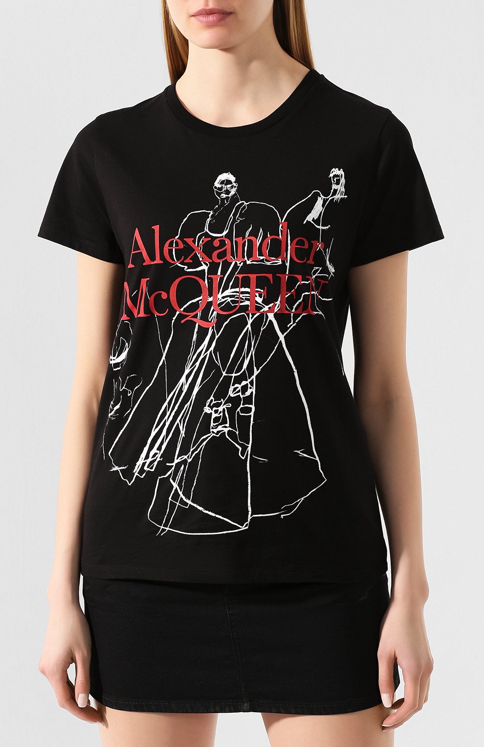 Хлопковая футболка ALEXANDER MCQUEEN черного цвета по цене 29050 руб., арт. 620601/QZABD, фото 3 Хлопковая футболка ALEXANDER MCQUEEN, арт. 620601/QZABD, фото 3