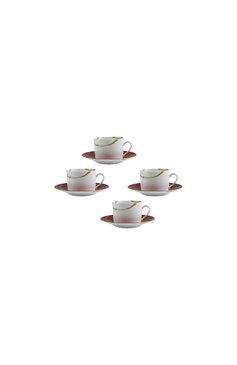 Набор из четырёх чайных чашек с блюдцами kintsugi rouge empereur BERNARDAUD красного цвета, арт. 1977/22666 | Фото 1 (Региональные ограничения белый список (Axapta Mercury): Не проставлено; Нос: Не проставлено; Коллекция: Kintsugi Rouge Empereur; Ограничения доставки: fragile-2)