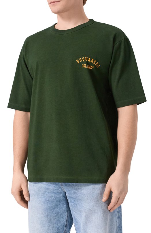 Хлопковая футболка Dsquared2 S74GD1535/D20103 Зелёный  S74GD1535/D20103 Фото 3